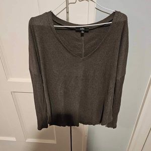 Lulu’s Olive Green Ribbed V-Neck Sweater Top In Large